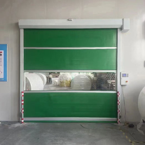 Puertas rápidas enrollables de alta velocidad automáticas de acción de PVC con pequeño espacio de instalación para superficie terminada de Villa. - Product Image 1