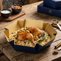 Recycelbare, abbaubare arabische Hähnchen-Reis-Box und Burger-Box aus dem Nahen Osten, sechseckig, für Restaurant-Essensverpackungen und Mittagessen