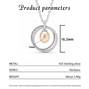 Dainty CZ Hoop Circle Pink Rice Freshwater Pearl Dangle Necklace <b>Silver</b> Plated Copper Jewelry Floating Pearl <b>Choker</b> Women - Product Image 6