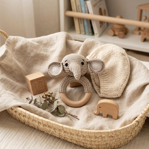 Sonajero de Ganchillo de Algodón con Forma de Elefante, Juguete Hecho a Mano, Anillo de Dentición para Bebé, <span class=keywords><strong>Amigurumi</strong></span> - Product Image 5