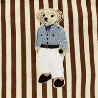Sac fourre-tout en toile à bandoulière avec motif brodé ours, fermeture ouverte, 7 pouces, vintage, toutes saisons, élégant, pour femme, usage quotidien, voyage, plage