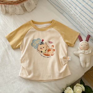 TongXingYuan Girls' Short Sleeve T-Shirt Cartoon Print Cotton Summer Top For Children Pink And Yellow Sleeves - Product Image 4