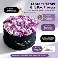 Kotak Hadiah Buket Bunga Romantis Cetak Kustom Desain Baru Kotak Bunga Bundar Warna-warni untuk Buket Bunga