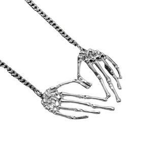 Collar con Colgante de Mano de Esqueleto para Hombre, Cadena de Clavícula de Aleación Estilo Gótico Punk, Uso Diario, Color Blanco - Product Image 4