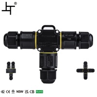 Conector de alimentación impermeable IP68 de 2 P, 3 pines, tipo T, conector rápido sin tornillos de 3 vías para cámara de seguridad, cableado de jardín, paneles solares