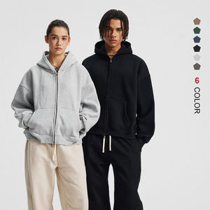 Зимняя толстовка с капюшоном на молнии, хлопковая винтажная толстовка с капюшоном на молнии из камня, потертая Толстовка Оверсайз для мужчин - Product Image 1
