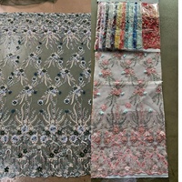 Kain Brokat 3D Tenun Laris Manis dengan Bordir Mutiara & Payet Multiwarna, Aplikasi Bunga 3D untuk Gaun Pengantin & Tas Wanita