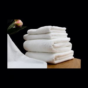 Serviettes de bain en coton de luxe, blanches, résistantes à l'eau de javel, en feuille de palmier, pour salons et entreprises, vente en gros - Product Image 1