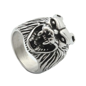Animal Wolf <b>Head</b> Ring Stainless Steel Men's Retro Punk <b>Style</b> Jewelry Gift - Product Image 1