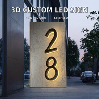 Panneau d'affichage LED 3D personnalisé, éclairé par l'avant, en tôle galvanisée, à fixer au mur, intérieur/extérieur, maison, centre commercial, parc, multicolore, bureaux, magasins