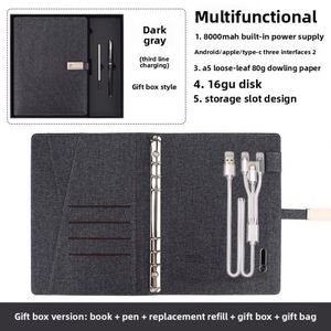 Ensemble de carnet en cuir imitation avec chargeur sans fil magnétique, cadeau d'affaires multifonctionnel avec 1 clé USB - Product Image 6