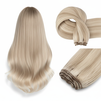 Rambut Manusia Asli 100% Lesttyhair, Kualitas Terbaik, Jahitan Mesin Ganda, Rambut Rusia Tipis Tak Terlihat, Jahitan Ganda, Rambut Cina