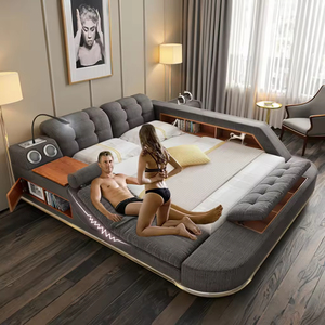 Set Letto Matrimoniale Smart con Massaggio LED USB, Nuovo Arredo Camera da Letto con Contenitore, Materasso Queen Size - Product Image 3