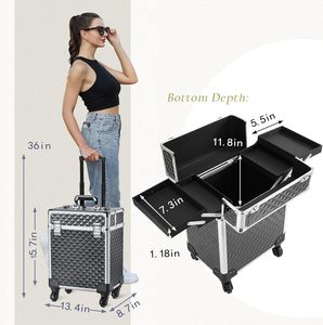Professional <b>Makeup</b> Trolley Case With Wheels for Travel Beauty Artist Rolling Cosmetic Storage Organizer Box Bag <b>Suitcase</b> M86OQU - Product Image 3