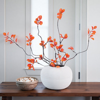 Branches artificielles en soie avec feuilles de cerisier couleur automne et petites feuilles de vigne séchées, pour décoration maison et bureau
