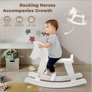Jouet <span class=keywords><strong>cheval</strong></span> <span class=keywords><strong>à</strong></span> <span class=keywords><strong>bascule</strong></span> en bois blanc pour <span class=keywords><strong>18</strong></span> <span class=keywords><strong>mois</strong></span> + enfant/enfant en bas âge intérieur/extérieur Ride Animal Home Decor pour garçon et fille - Product Image 4