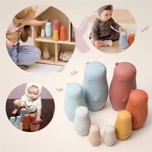 Juguete de Silicona Suave y Duradero con Forma de <span class=keywords><strong>Panda</strong></span>, Libre de BPA, <span class=keywords><strong>Mordedor</strong></span> para Bebés, Juguete Apilable, Juego de Muñecas Rusas - Product Image 5