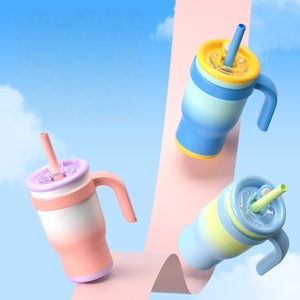 Vaso Térmico <span class=keywords><strong>de</strong></span> Acero Inoxidable <span class=keywords><strong>de</strong></span> 14oz con Pajita para Niños, para <span class=keywords><strong>Coche</strong></span>, Hogar, Vehículo, Estudiantes, Botella Portátil con Asa - Product Image 2