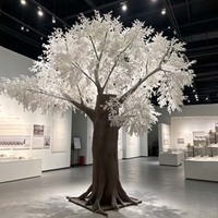 Arbre artificiel personnalisé en glace blanche, grand arbre avec tronc en fibre de verre, décoration de paysage hivernal pour hôtel, centre commercial, mariage, événementiel