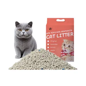 Variedade de sabores produtos de limpeza para animais de estimação maca de gato bentonita livre de poeira