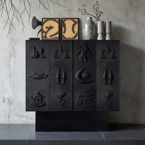 Credenza Alta in Stile Retrò Italiano Minimalista, Mobile per Sala da Pranzo in Stile Wabi-Sabi Cinese, Credenza di Lusso per Ingresso Villa e Vetrina per Vini - Product Image 6