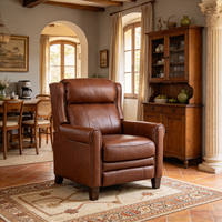 Fauteuil inclinable moderne en cuir pleine fleur avec clous décoratifs, fauteuil d'appoint inclinable manuel pour salon