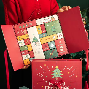 Custom Love Style Portable Advent Calendar Mailer <b>Box</b> 2mm Rigid Paper Board Rounded <b>Magnetic</b> Christmas Candle Soap <b>Gift</b> - Product Image 4