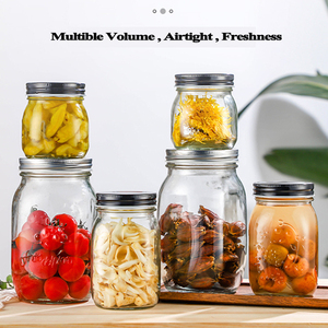 Bocaux Mason en verre borosilicate à large ouverture avec couvercles à vis, 16 oz, 300 ml, 500 ml, 1000 ml, transparents, design classique, détachables, vente en gros - Product Image 5