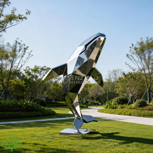 Sculpture géométrique en métal de baleine en acier inoxydable, miroir extérieur moderne de grande taille Senzhao - Product Image 3