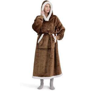 Couverture à <span class=keywords><strong>capuche</strong></span> portable pour adulte, super douce, confortable et chaude, en peluche, avec manches, pour regarder la télévision, type peignoir à <span class=keywords><strong>capuche</strong></span> - Product Image 6