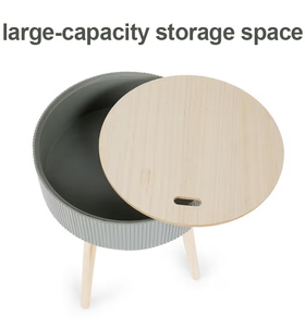 Small <strong>Green</strong> Round <strong>Bedside</strong> <strong>Table</strong> with Removable Storage Tray &amp; Solid Wood Four Legs Nightstand for Bedroom, Living Room - Product Image 2