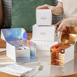 Tùy chỉnh vàng hoặc bạc bên trong màu trắng bên ngoài Bánh trà chiều giấy Bao bì hộp - Product Image 2