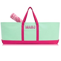Tas Penyimpanan Alas Kanvas Kustom dengan Ritsleting Kokoh, Tas Tangan untuk Perlengkapan Mahjong, Cocok untuk Guru dan Pecinta Permainan Mahjong