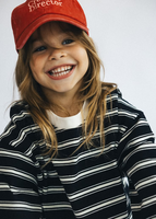 T-shirt à manches longues en coton tricoté unisexe pour tout-petits, coupe oversize avec rayures aux épaules, vêtements pour enfants, tenues pour bébés