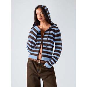 Striped Hooded <b>Cardigan</b> Multicolor Women's Wear - Product Image 2