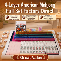 Jeu de Mahjong en Acrylique Rose Épais à 4 Couches avec Numéros, Vente en Gros Directe Usine, Tuiles Résistantes à l'Usure et Inaltérables en Couleur avec Accessoires Complets