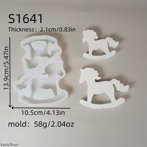 Early Riser S1641 Seesaw Horse Combinaison Ornement Ensemble Décoration Ciment Plâtre Moule DIY Silicone Moule pour la Fabrication Artisanale - Product Image 6
