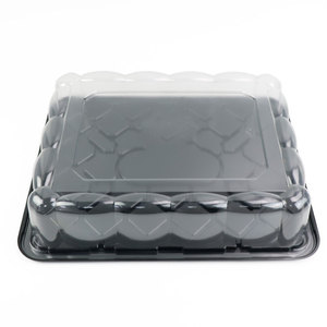 <span class=keywords><strong>Plateau</strong></span> jetable en plastique noir de grande taille avec couvercle transparent - Product Image 3
