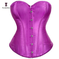 Vente en gros de corset Korsett en satin de style gothique pour femmes décoration en dentelle unie bleue XS à XXXXXXL grandes tailles