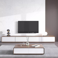 Großer Holz-TV-Ständer mit 4 Türen und Stauraum Modernes Design für Wohnzimmer und Werkstatt