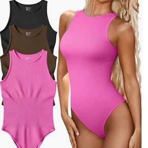 Bodysuits sexys sin mangas con cuello redondo para mujer, faja moldeadora, top tipo corsé, control de abdomen, reductor de cintura - Product Image 1