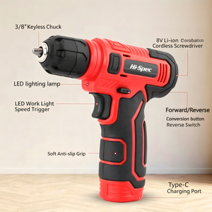 8V Cordless Drill 129-Piece <b>Set</b> Variable Speed Reversible Battery Powered Household Repair <b>Tool</b> - Product Image 3