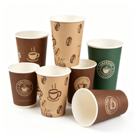 Gobelets en papier kraft jetables à paroi simple personnalisés avec logo sur mesure pour boissons et café