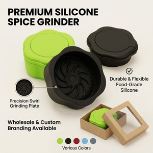 Moulin à herbes en silicone de qualité alimentaire premium, antiadhésif, avec compartiment intégré et couvercle magnétique - Product Image 1