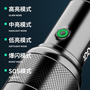 Linterna de Alta Potencia 19Baba de Aleación de Aluminio, Alcance de 100-200m, Recargable, con Zoom, para Uso en Exteriores y en el Hogar - Product Image 2