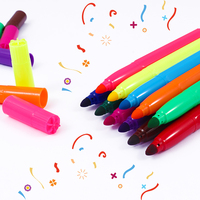 Foska – Lot de 12 marqueurs d'art lavables non toxiques à pointe ronde, en plastique, pour peinture et aquarelle, pour enfants et étudiants