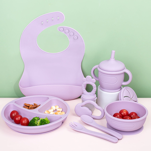 Ensemble de 7 pièces pour l'alimentation des bébés, assiettes divisées, bol avec ventouse, assiettes en silicone pour bébés, assiettes en silicone pour tout-petits, Plato De Silicona Para <span class=keywords><strong>Bebe</strong></span> - Product Image 2