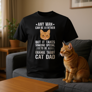 T-shirt Orange Tabby Cat Dad pour les propriétaires de chats, chemise noire pour hommes - Product Image 3