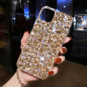Women Glitter Full Gold Diamond Crystal Phone Case for IPhone 17 Pro Max 17 Air 16 15 Casing Women Luxury Bling Rhinestone Cover