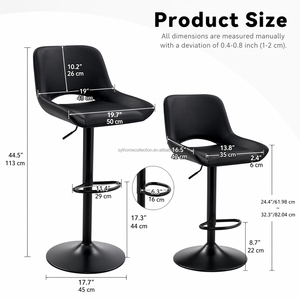 Taburete de Bar Giratorio 360 Grados, Directo de Fábrica, con Asiento Tapizado en PU, Ajustable, con Reposapiés, para Hogar, Bar, Cafetería y Uso en Exteriores - Product Image 2